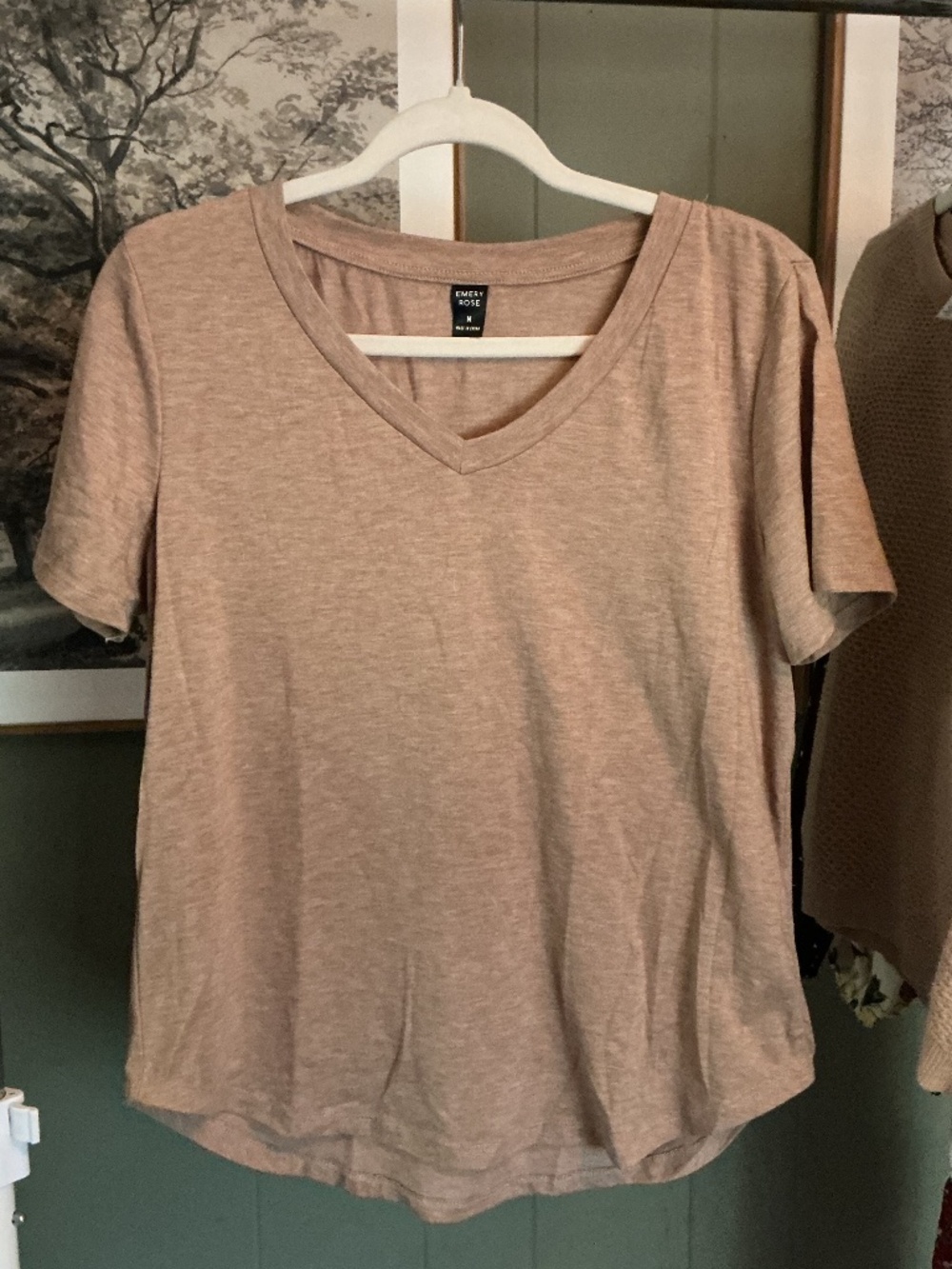 Emery Rose Tan Jersey Tee Size M